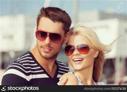 Picture of happy young couple in port