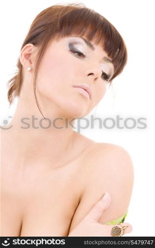 picture of healthy beautiful woman over white