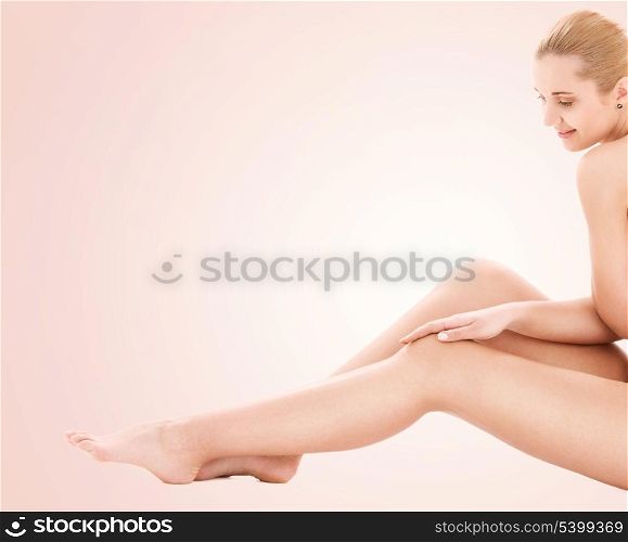 picture of healthy naked woman over beige