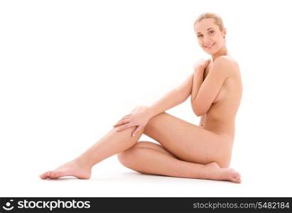 picture of healthy naked woman over white