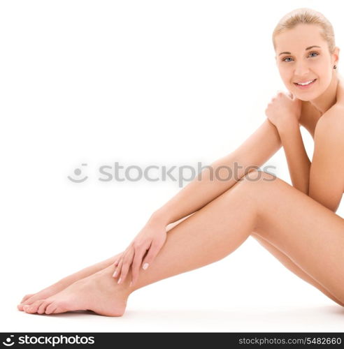 picture of healthy naked woman over white