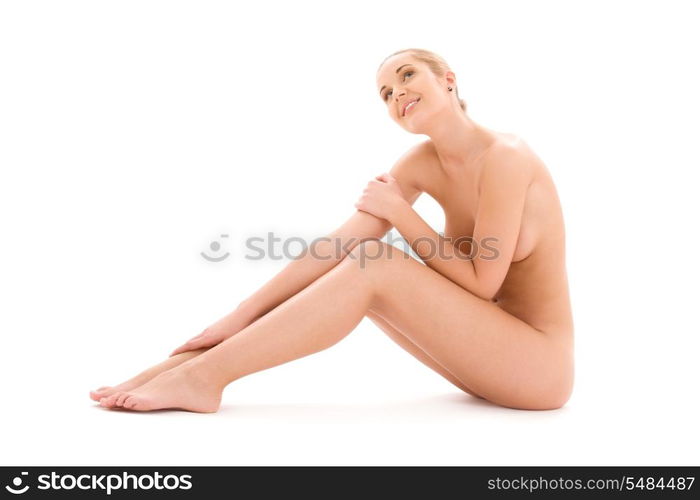 picture of healthy naked woman over white