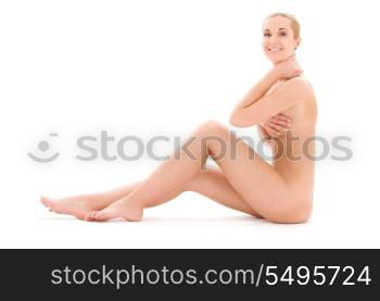picture of healthy naked woman over white