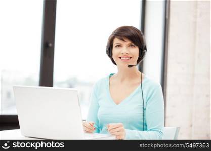 picture of helpline operator with laptop computer