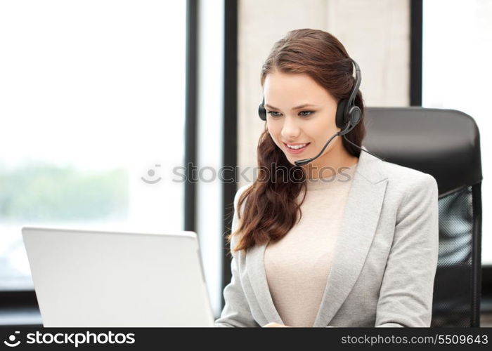 picture of helpline operator with laptop computer