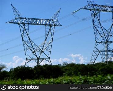 Picture of High Voltage Cable Towers in Countryside