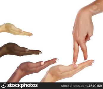 picture of human hands of persons of different races