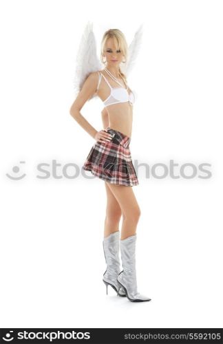 picture of lingerie angel blond in checkered skirt