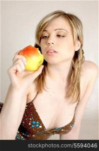 picture of lovely girl eating apple