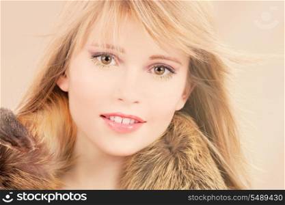 picture of lovely teenage girl in brown fur