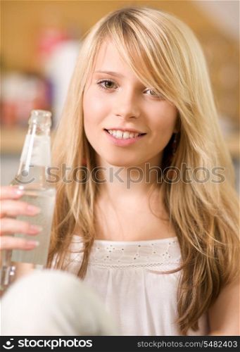 picture of lovely teenage girl with bottle of water