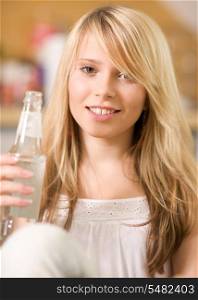 picture of lovely teenage girl with bottle of water