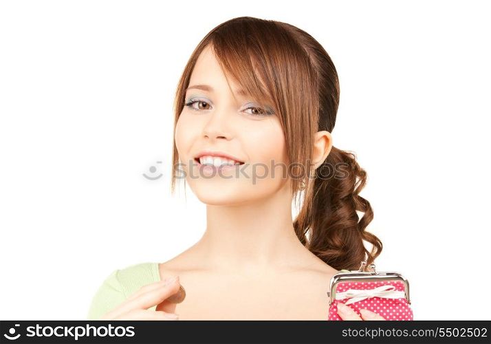 picture of lovely teenage girl with purse and money