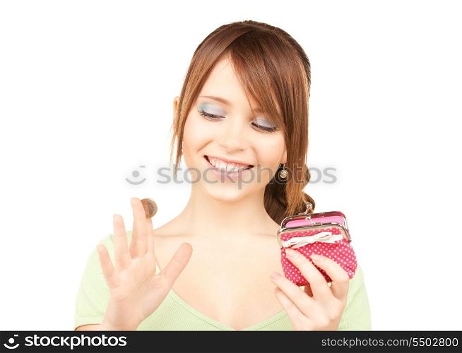 picture of lovely teenage girl with purse and money