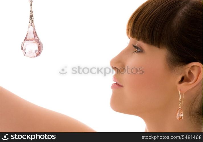 picture of lovely woman face over white