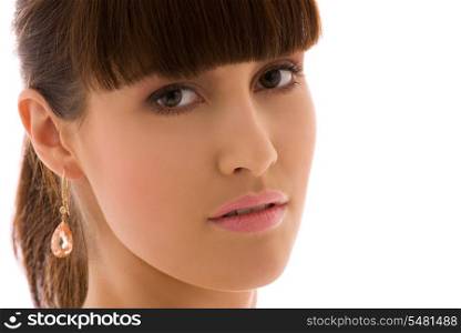 picture of lovely woman face over white