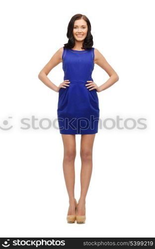 picture of lovely woman in blue dress