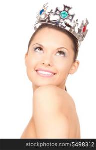 picture of lovely woman in crown over white&#xA;