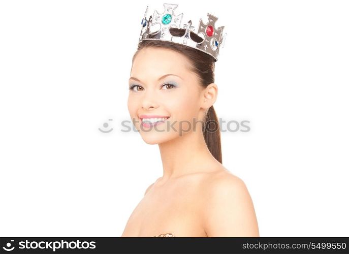 picture of lovely woman in crown over white&#xA;