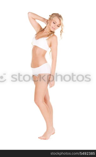 picture of lovely woman in white cotton underwear