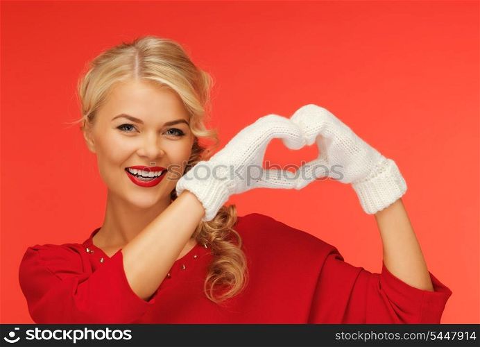 picture of lovely woman showing heart shape