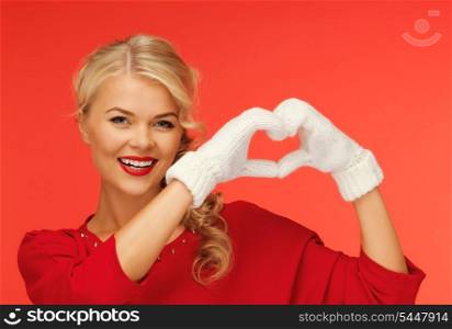 picture of lovely woman showing heart shape