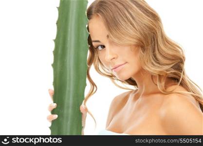 picture of lovely woman with aloe vera&#xA;