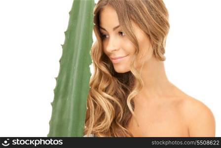 picture of lovely woman with aloe vera&#xA;