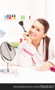 picture of lovely woman with brush and mirror