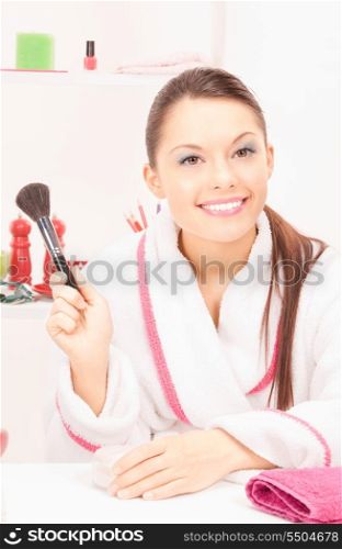 picture of lovely woman with brush over white