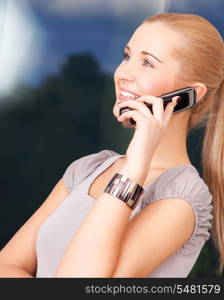 picture of lovely woman with cell phone