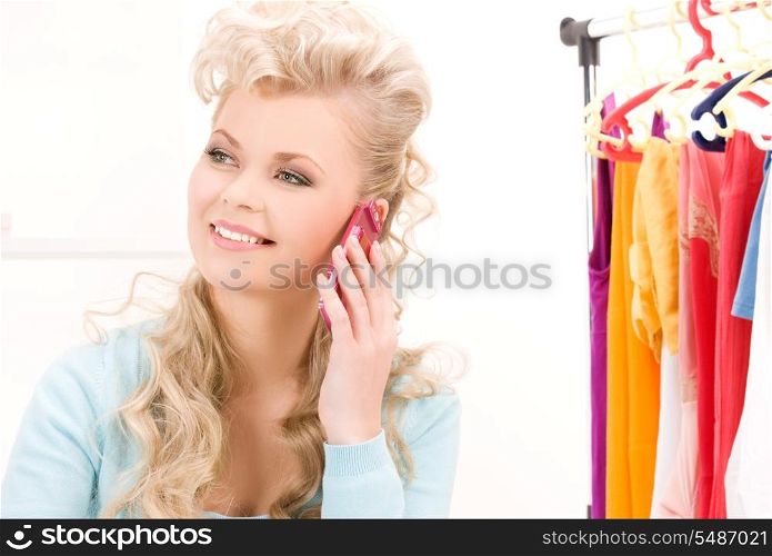 picture of lovely woman with cell phone