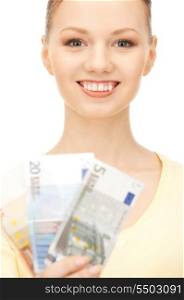 picture of lovely woman with euro cash money&#x9; &#xA;