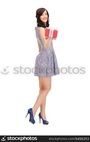 picture of lovely woman with gift box