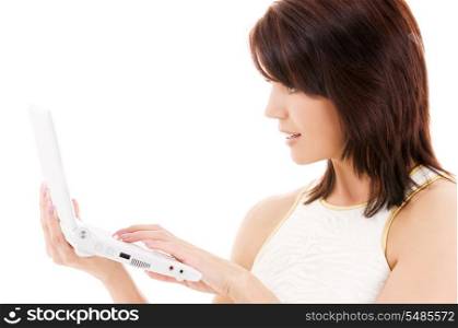 picture of lovely woman with laptop computer