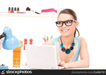 picture of lovely woman with laptop computer