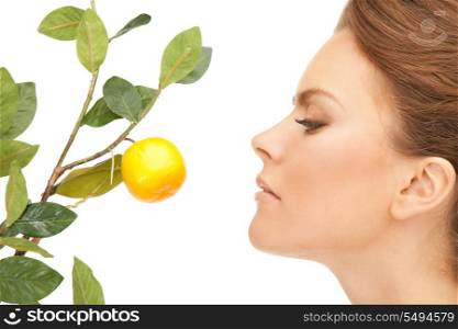 picture of lovely woman with lemon twig