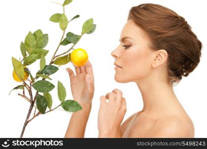 picture of lovely woman with lemon twig