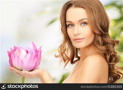 picture of lovely woman with lotos flower