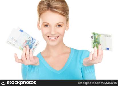 picture of lovely woman with money in hands