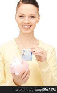 picture of lovely woman with piggy bank&#x9; &#xA;