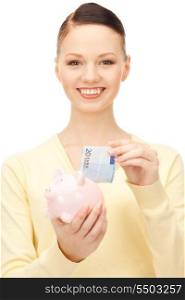 picture of lovely woman with piggy bank&#x9; &#xA;