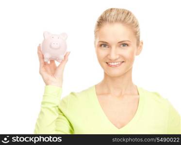 picture of lovely woman with piggy bank&#xA;