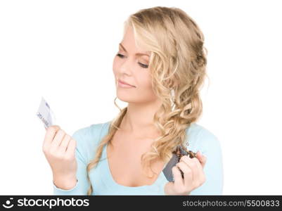 picture of lovely woman with purse and money