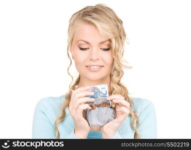picture of lovely woman with purse and money