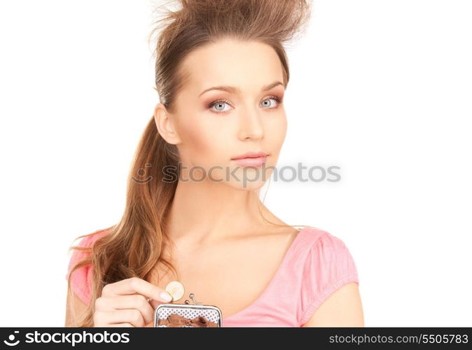 picture of lovely woman with purse and money