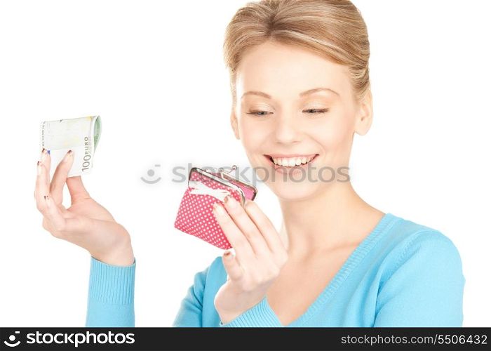 picture of lovely woman with purse and money