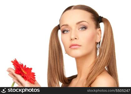 picture of lovely woman with red flower
