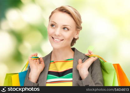 picture of lovely woman with shopping bags