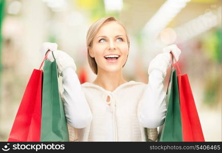 picture of lovely woman with shopping bags